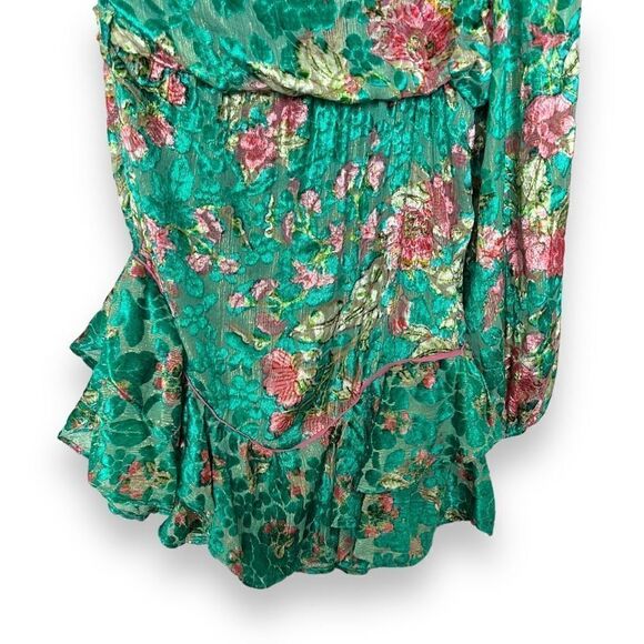 HEMANT AND NANDITA Short Dress With Tie Up Belt in Teal - Picture 7 of 11